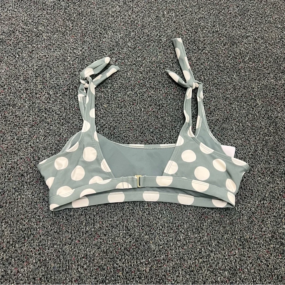 TARGET Green & White Polka Dot Bow Tie Shoulder Retro Bikini Top Removable Cup L - Picture 10 of 16